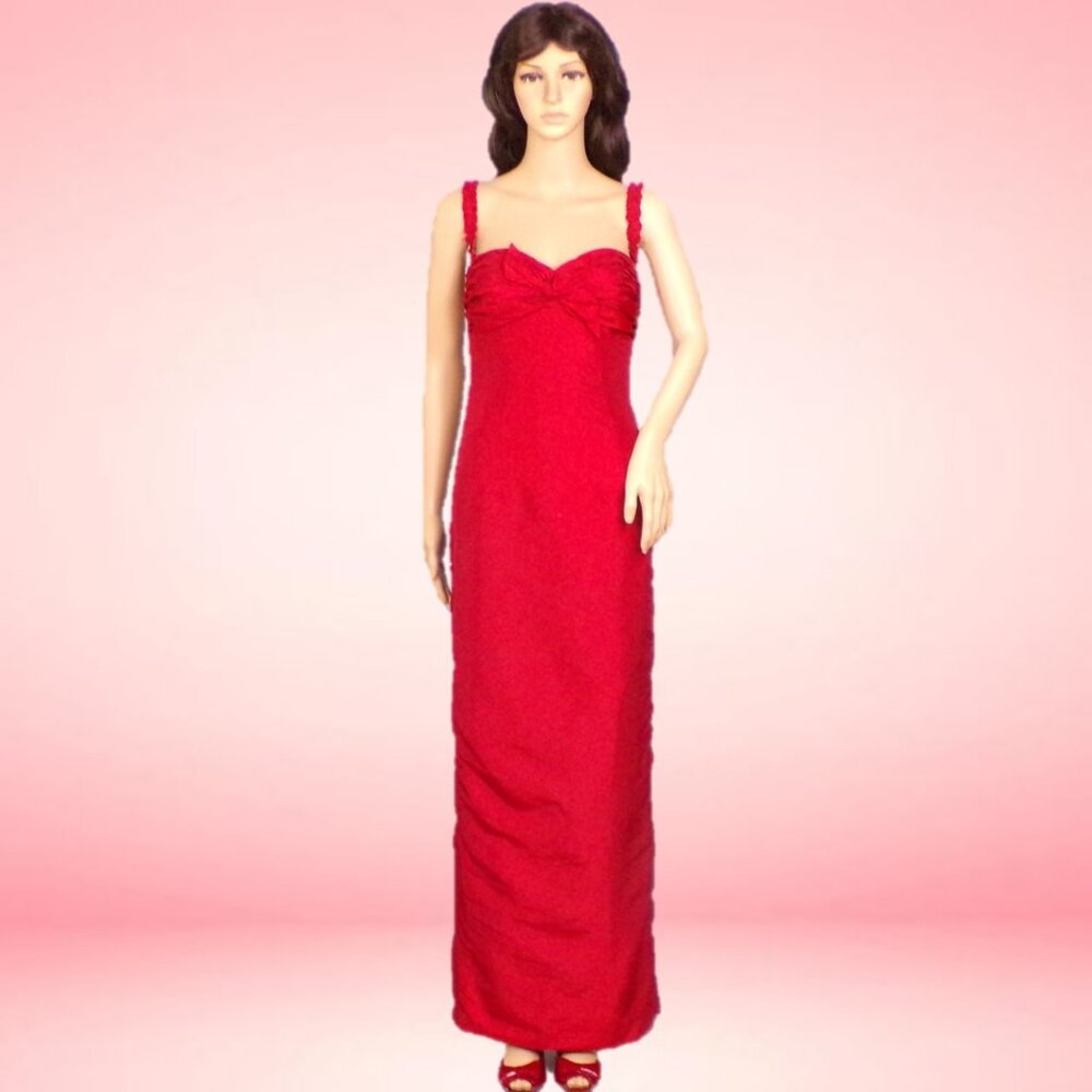 ROBERT BULLOCK size 4 red satin full-length party/ball/prom gown 100% polyester